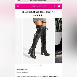 Black heeled thigh high boots worn only once brand new. Message for pictures